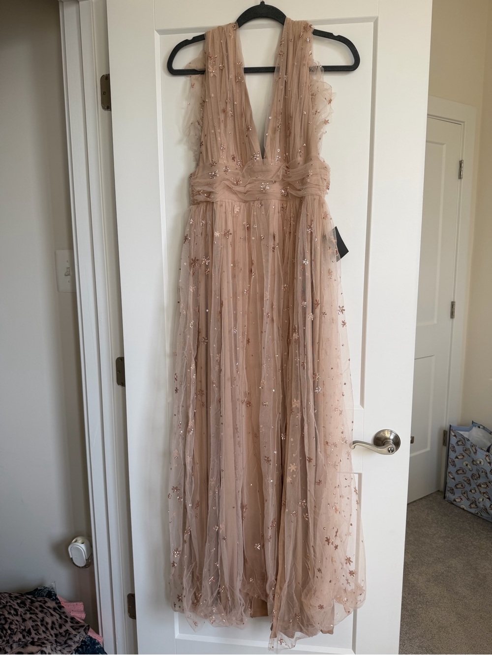 Baltic Born Blush/Taupe Tulle Maxi Dress with Star Appliqué